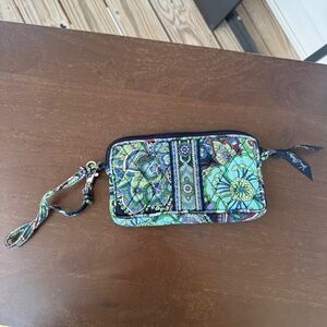Vera Bradley Quilted Cotton Wristlet Wallet – Floral Paisley Blue Green